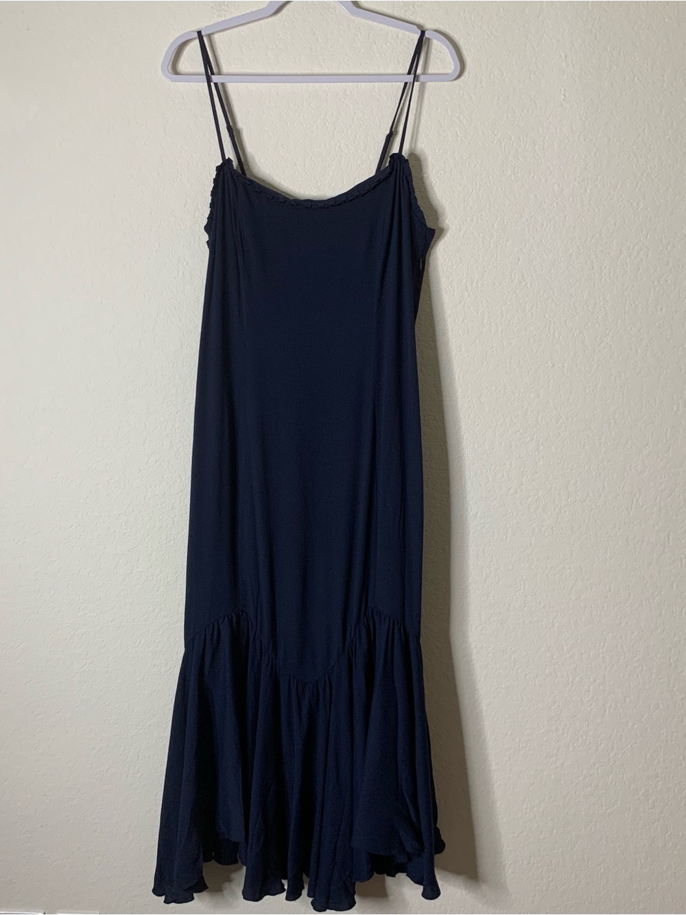 Quince navy women’s lightweight crepe fluted hem midi dress XL NWT - Picture 2 of 10